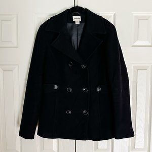 Women's St. John's Bay Pea Coat - Black MT